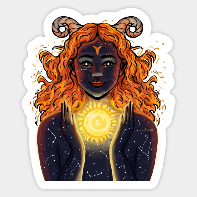 Sun in Aries - Zodiac Woman Sticker by rnmarts